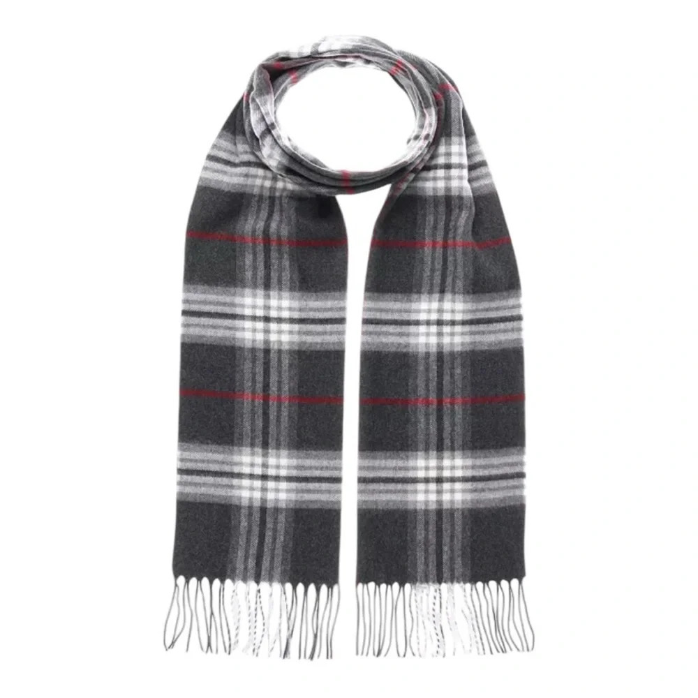 V. Fraas Men's Classic Plaid Cashmink Scarf In Grey
